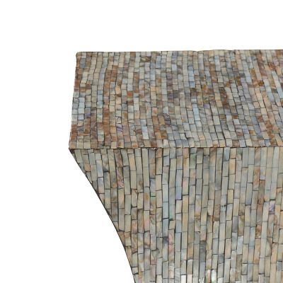 Image showing 7 th Harper & Willow Multi Mussel Shells and Wood Contemporary Accent Table, 19 in. x 15 in. x 15 in.
