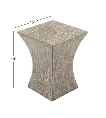 Image showing 9 th Harper & Willow Multi Mussel Shells and Wood Contemporary Accent Table, 19 in. x 15 in. x 15 in.