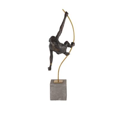 Image showing  Black Resin Modern Sculpture, Monkey, 23 in. x 7 in. x 5 in.