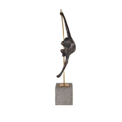 Image showing  Black Resin Modern Sculpture, Monkey, 23 in. x 7 in. x 5 in.