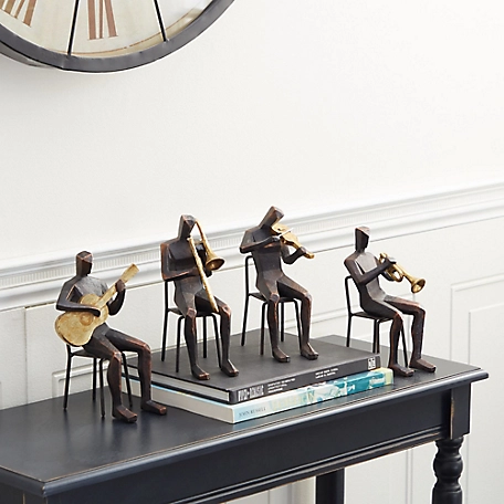 Harper & Willow Brown Polystone Modern Musician Sculptures, 5 in. x 9 in., 4 pc.