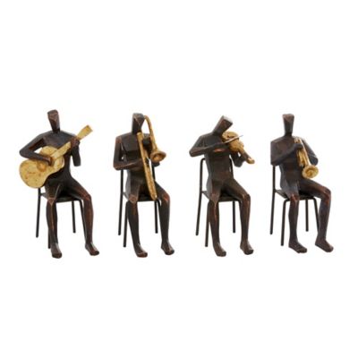 Image showing  Brown Polystone Modern Musician Sculptures, 5 in. x 9 in., 4 pc.