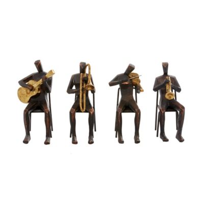 Image showing  Brown Polystone Modern Musician Sculptures, 5 in. x 9 in., 4 pc.