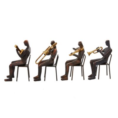 Image showing  Brown Polystone Modern Musician Sculptures, 5 in. x 9 in., 4 pc.