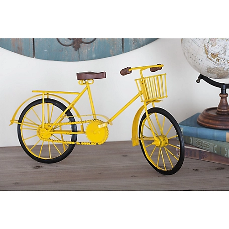 Harper & Willow Yellow Metal Vintage Bicycle Sculpture, 19 in. x 4 in. x 10 in.