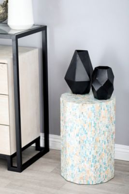 Harper & Willow Multi Mussel Shells and Wood Contemporary Accent Table