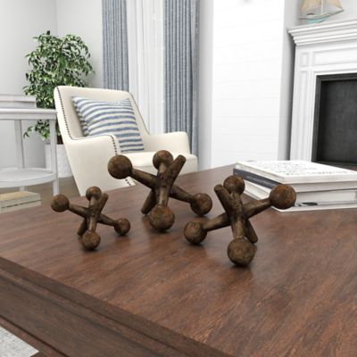 Harper & Willow Metal Jack Sculpture Set, 4 in., 3 in., 5 in., Gold, 3 pc.
