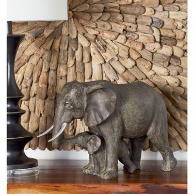 Harper & Willow Dark Grey Polystone Sculpture, Elephant, 13 In. X 20 In. X 7 In.