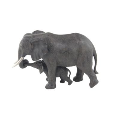 Image showing  Polystone Elephant Sculpture, 13 in. x 20 in. x 7 in., Dark Gray