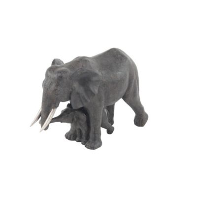Image showing  Polystone Elephant Sculpture, 13 in. x 20 in. x 7 in., Dark Gray