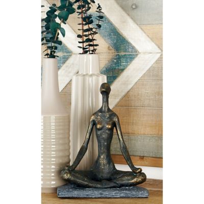Harper & Willow Polystone Modern Meditation Sculpture, 11 in. x 9 in. x 5 in., 8 in. x 5 in. x 1 in., Black