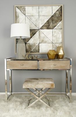 Harper & Willow Stainless Steel Contemporary Stool, 20 in., Gray