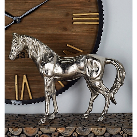 Harper & Willow Silver Aluminum Sculpture, Horse, 17 in. x 23 in. x 6 in.