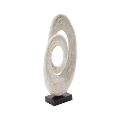 Image showing  White Polystone Sculpture, Abstract, 30 in. x 12 in. x 5 in.