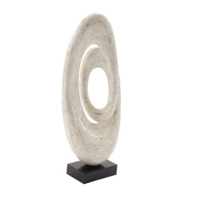 Image showing  White Polystone Sculpture, Abstract, 30 in. x 12 in. x 5 in.