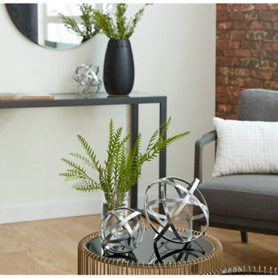 Harper & Willow Metal Modern Orb Ball Sculptures, 6 in., 8 in., 10 in., Silver, 3 pc.