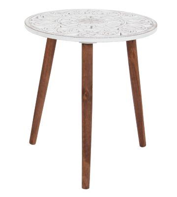 Image showing  White Wood Country Accent Table, 21 in. x 19 in. x 19 in.