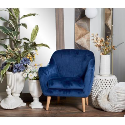 Harper & Willow Blue Fabric Tufted Accent Chair, 30 in. x 28 in. x 32 in.