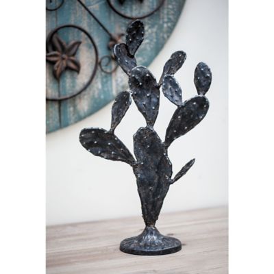 Harper & Willow Metal Cactus Decor, Rustic, 9 in. x 4 in. x 16 in., Black