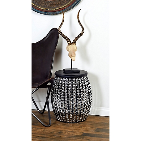 Harper & Willow Black Iron and Wood Glam Accent Table, 19 in. x 16 in. x 16 in.