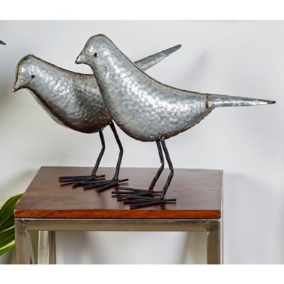Harper & Willow Grey Metal Bird Sculptures, 12 in., 13 in., 2 pc.