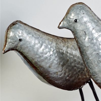 Image showing  Metal Bird Sculptures, 12 in., 13 in., Gray, 2 pc.