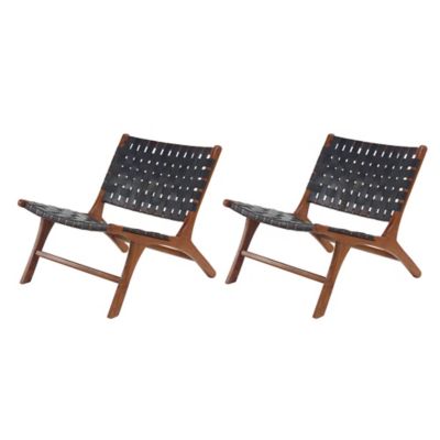 Image showing  26 in. x 27 in. Wood Woven Accent Chairs, Black, 2-Pack