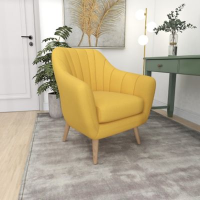 Harper & Willow 30 in. x 28 in. x 32 in. Fabric Tufted Accent Chair, Yellow