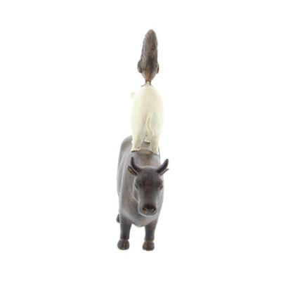 Image showing  Polystone Stacked Farm Animals Sculpture, 10 in. x 3 in. x 14 in., Brown