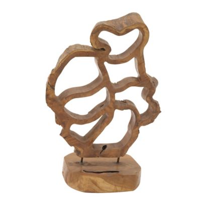 Image showing  Natural Teak Wood Abstract Sculpture, 25 in. x 16 in. x 8 in., Brown
