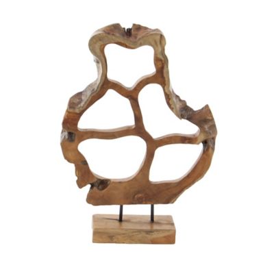 Image showing  Natural Teak Wood Abstract Sculpture, 25 in. x 16 in. x 8 in., Brown