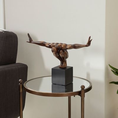 Harper & Willow Human Figure Display Statue, Sculpture Decor, 4 in. x 20 in. x 11 in., Bronze