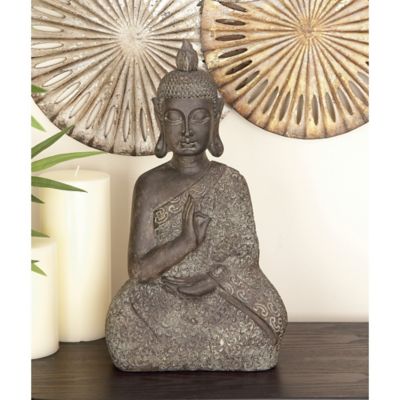 Harper & Willow Brown Polystone Sculpture, Buddha, 17 in. x 9 in. x 6 in.