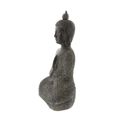 Image showing  Polystone Buddha Sculpture, 17 in. x 9 in. x 6 in., Brown