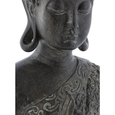 Image showing  Polystone Buddha Sculpture, 17 in. x 9 in. x 6 in., Brown