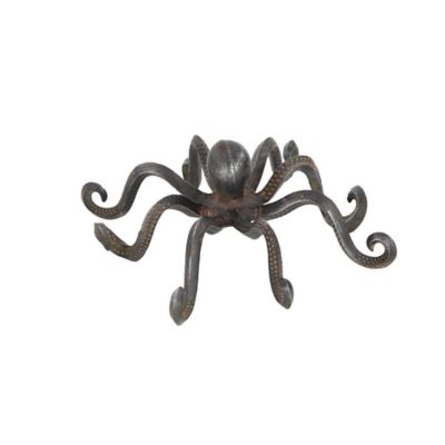 Image showing  Metal Coastal Octopus Sculpture, 4 in. x 12 in. x 9 in., Black