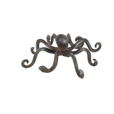 Image showing  Metal Coastal Octopus Sculpture, 4 in. x 12 in. x 9 in., Black