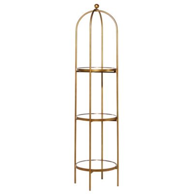 Image showing  Gold Metal Glam Standing Mirror Shelves