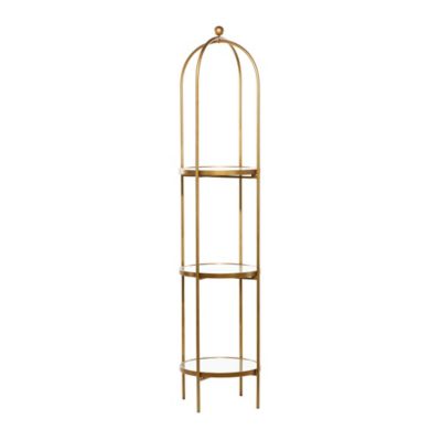 Image showing  Gold Metal Glam Standing Mirror Shelves