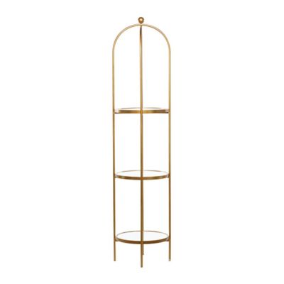 Image showing  Gold Metal Glam Standing Mirror Shelves