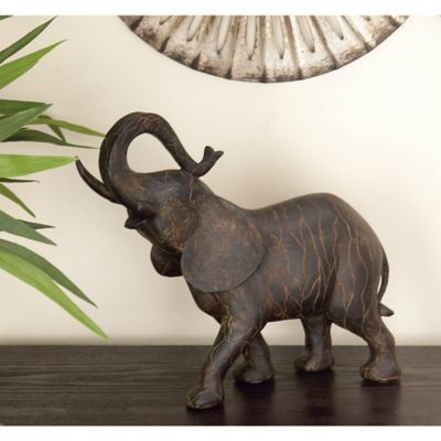 Harper & Willow Polystone Elephant Sculpture, 10 in. x 12 in. x 3 in., Gray