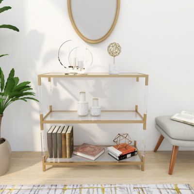 Harper & Willow Metal Contemporary Console Table, 38 in. x 15 in. x 36 in., Gold