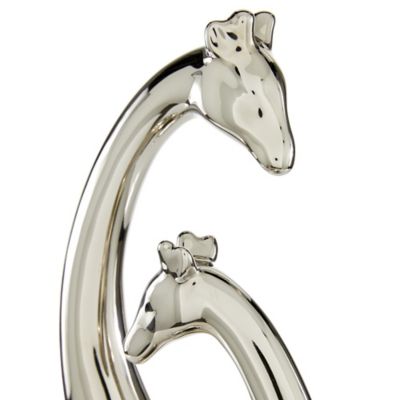 Image showing  Ceramic Contemporary Giraffe Sculptures, 15 in. x 11 in. x 5 in., Silver