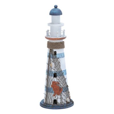 Image showing  Wood Coastal Lighthouse Sculpture, 16 in. x 7 in. x 7 in., White