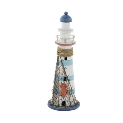 Image showing  Wood Coastal Lighthouse Sculpture, 16 in. x 7 in. x 7 in., White