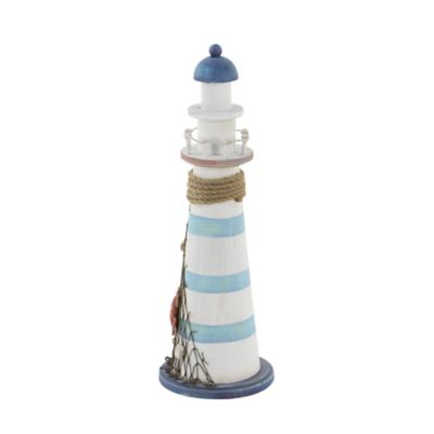 Image showing  Wood Coastal Lighthouse Sculpture, 16 in. x 7 in. x 7 in., White