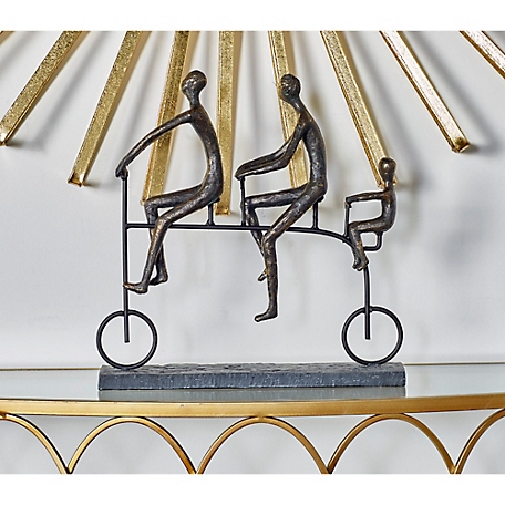 Harper & Willow Brass Polystone Modern Bicyclist Sculpture, 13 in. x 13 in. x 3 in.