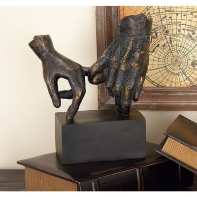 Harper & Willow Polystone Traditional Hands Sculpture, 10 in. x 9 in. x 4 in., Black