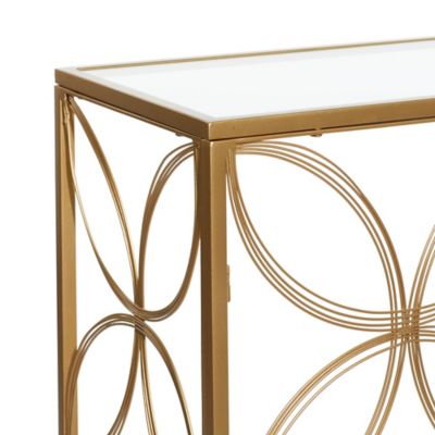 Image showing  Metal Contemporary Console Table, 32 in. x 42 in. x 12 in., Gold