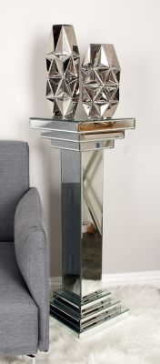 Harper & Willow Silver Wood Glam Pedestal Table, 36 in. x 12 in. x 12 in.